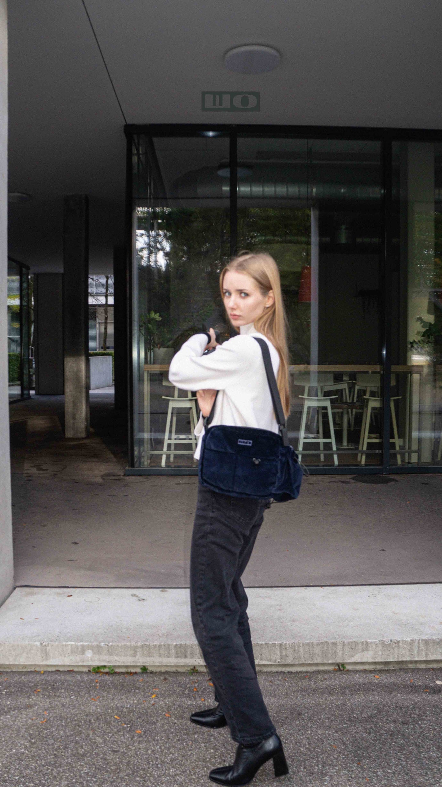 Navy Blue Velour Bag
