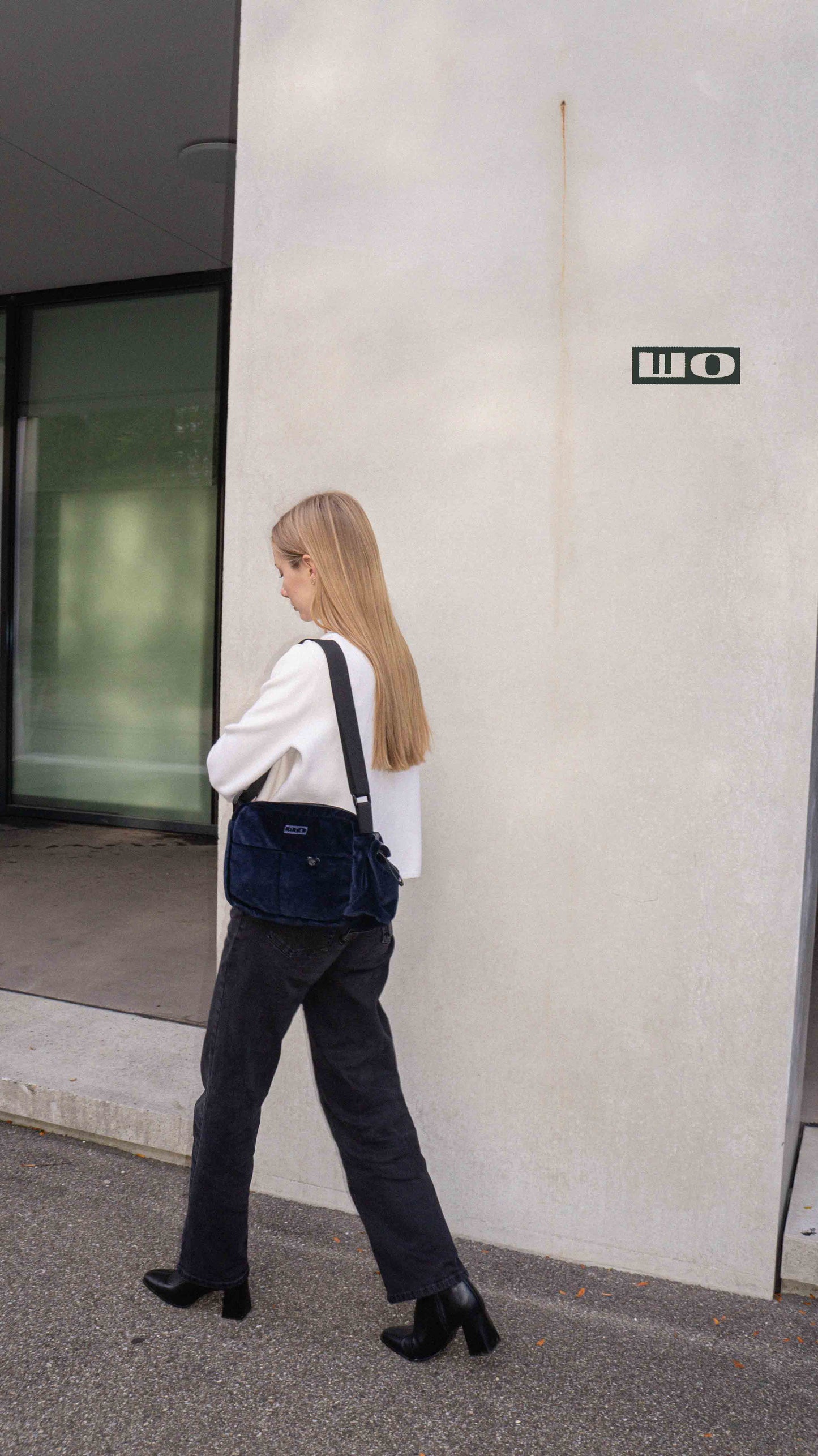 Navy Blue Velour Bag