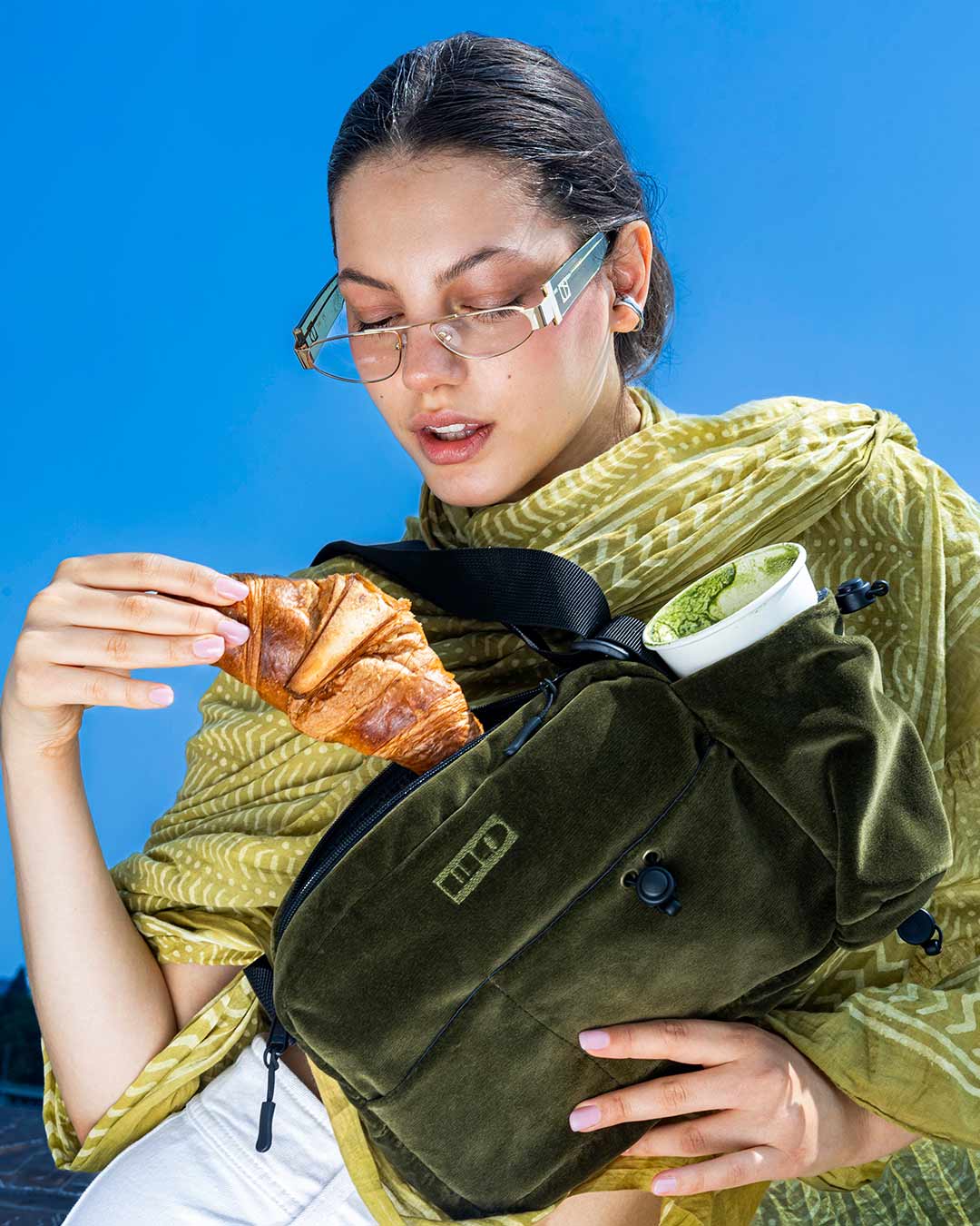 Olive Velour Bag