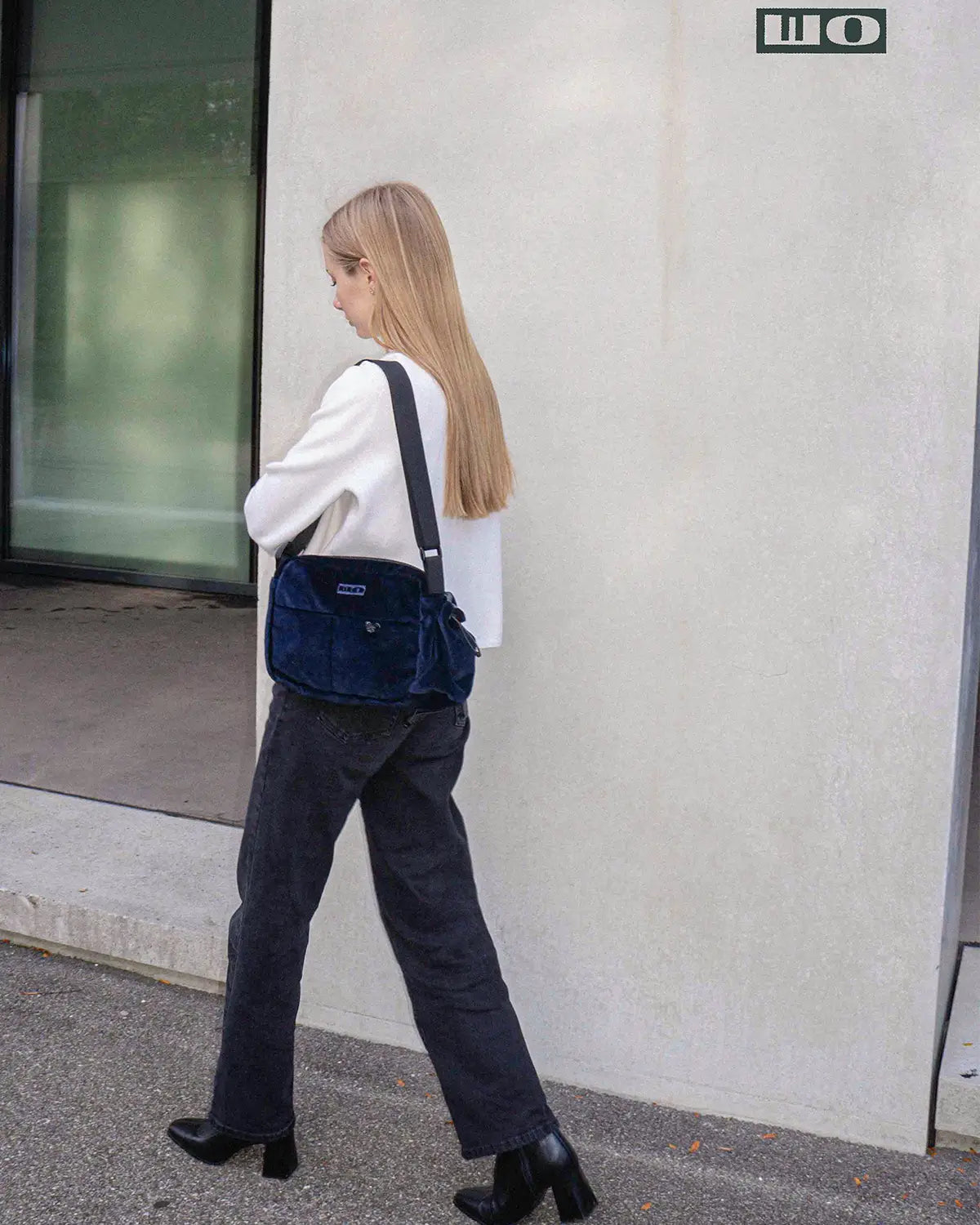 Navy Blue Velvet Bag