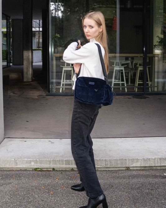 Navy Blue Velvet Bag