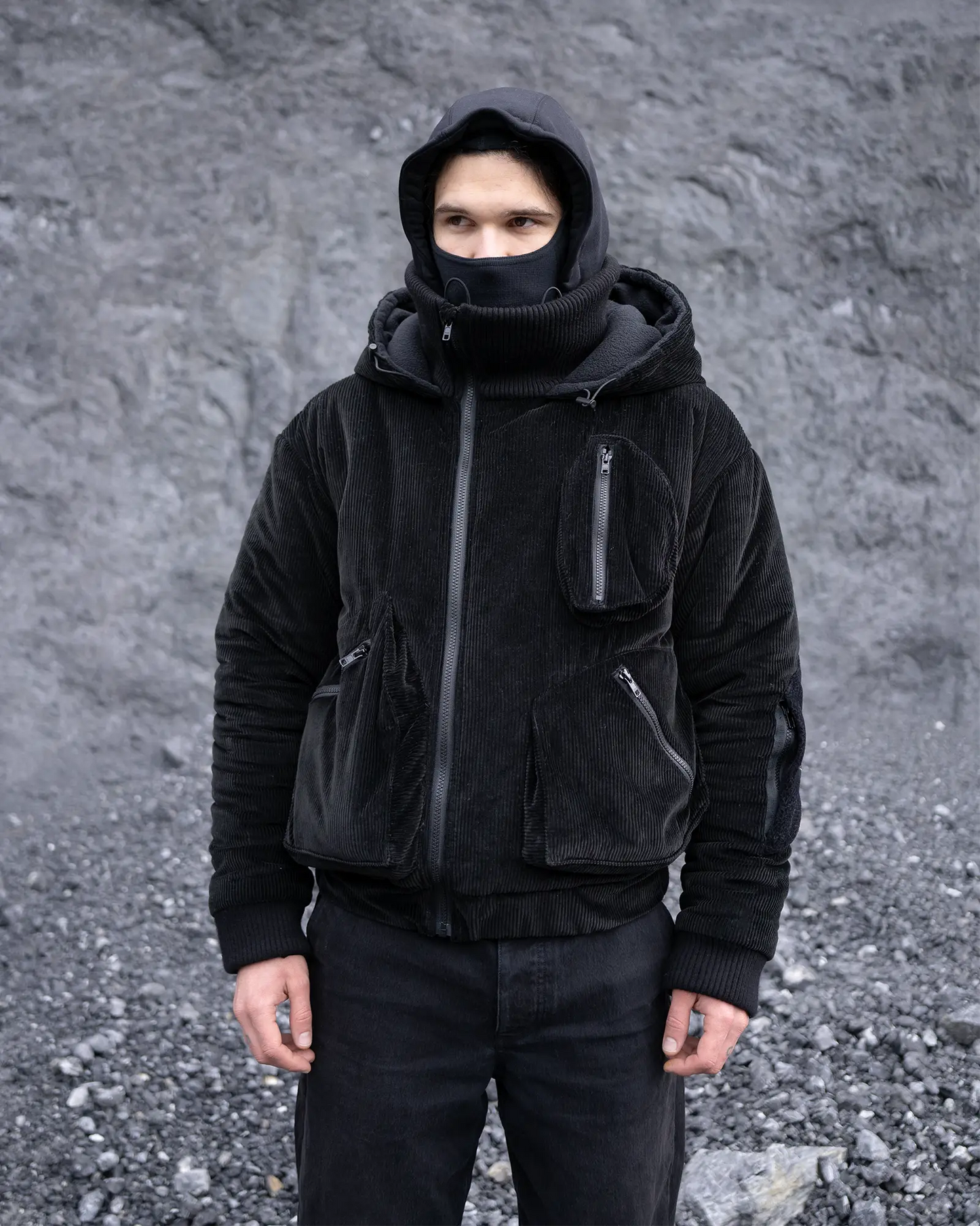 Asymmetrical Corduroy Winter Bomber